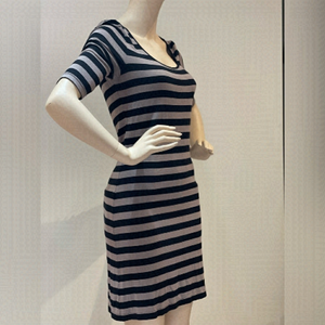 LE CHATEAU  3/4 Sleeve Striped Bodycon
Midi Dress Size Medium